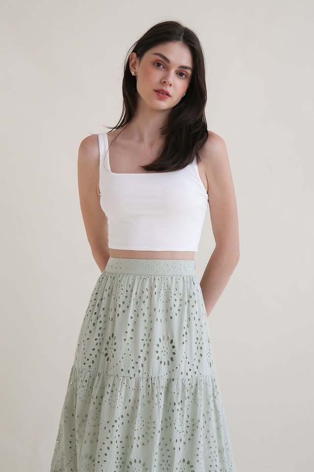 MIA RIBBED CROP TOP WHITE