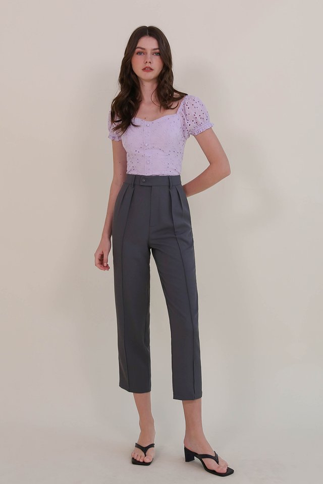 ALICE EYELET SWEETHEART TOP LILAC