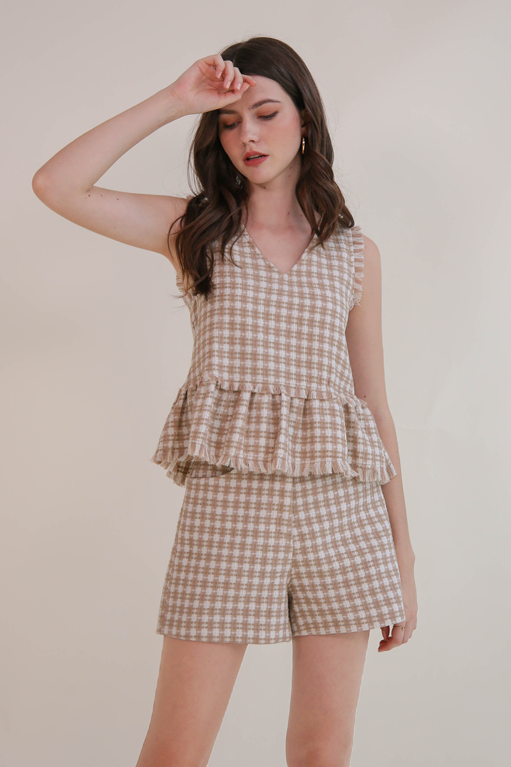 Tweed peplum top online