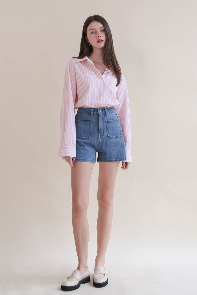 DELLA STRIPE COTTON SHIRT PINK