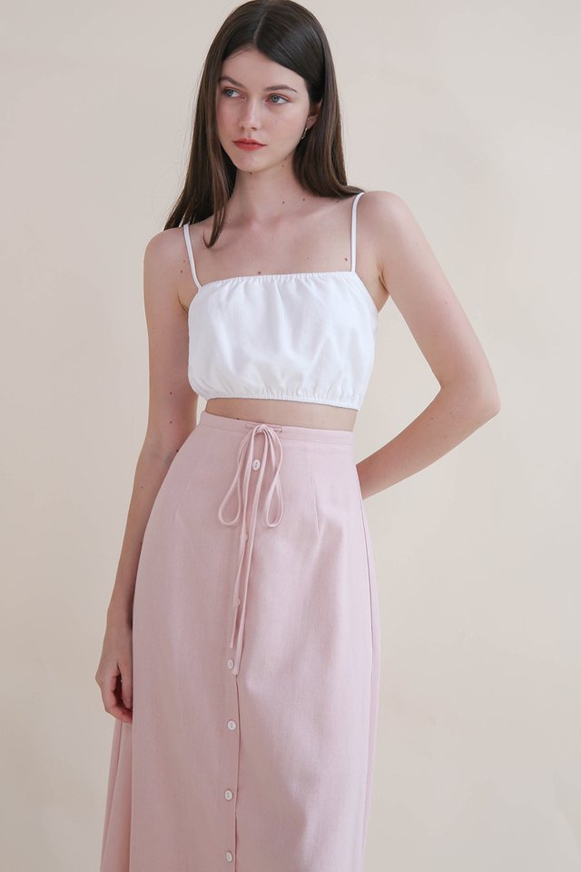 EDEN LINEN BUTTONDOWN SKIRT PINK
