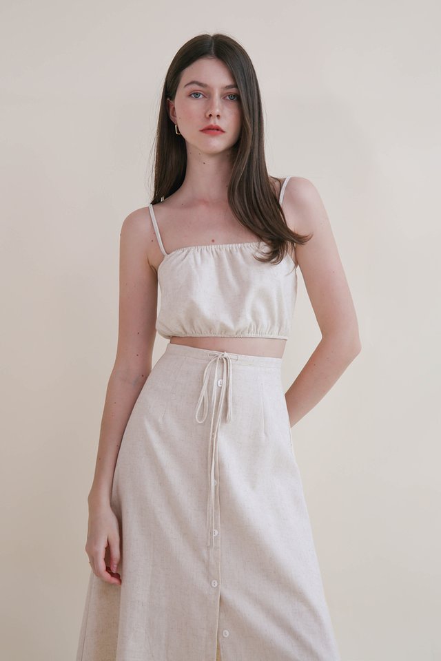 EDEN LINEN BUTTONDOWN SKIRT SAND