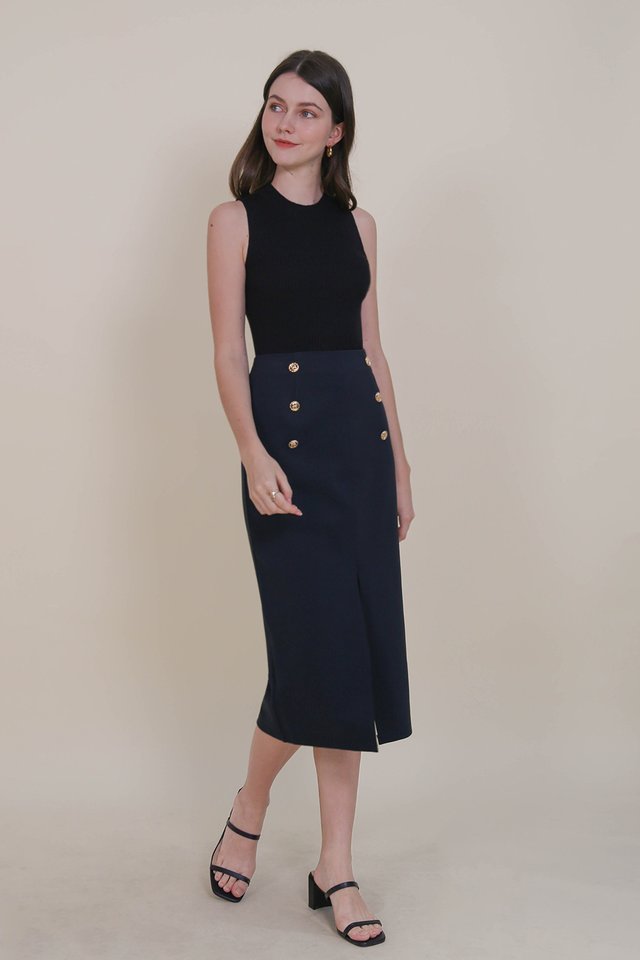 LUCIA HIGH NECK KNIT TOP BLACK