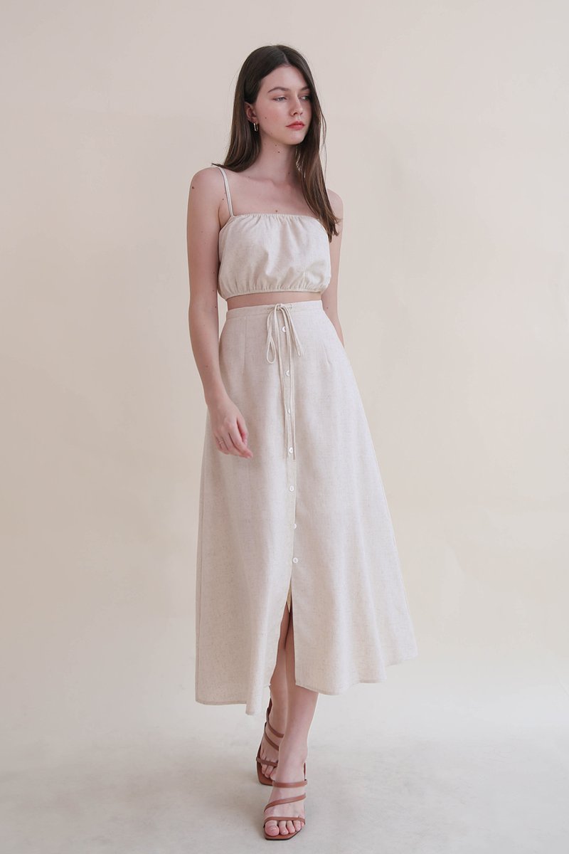 Button down top linen skirt