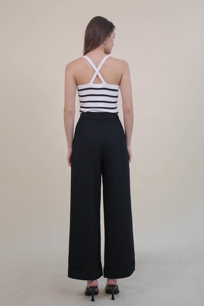 LYDIA CUFFED PALAZZO BLACK