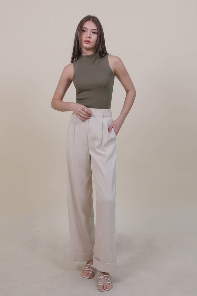 AMELIA MOCK TURTLENECK KNIT TOP GREEN
