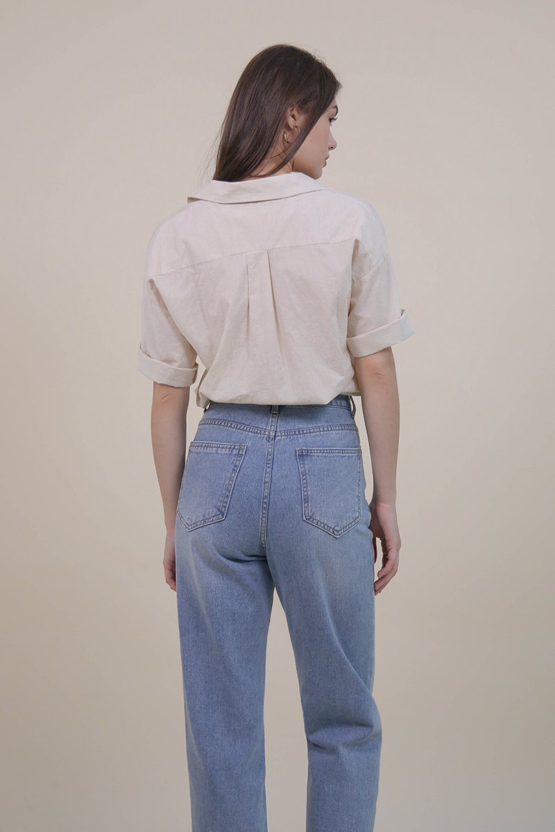 OLIVIA LINEN SHIRT SAND | The Willow Label