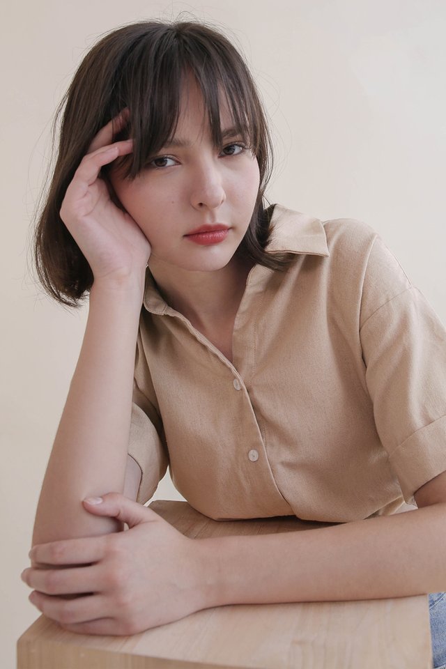 REMY TUCKED LINEN SHIRT OAT