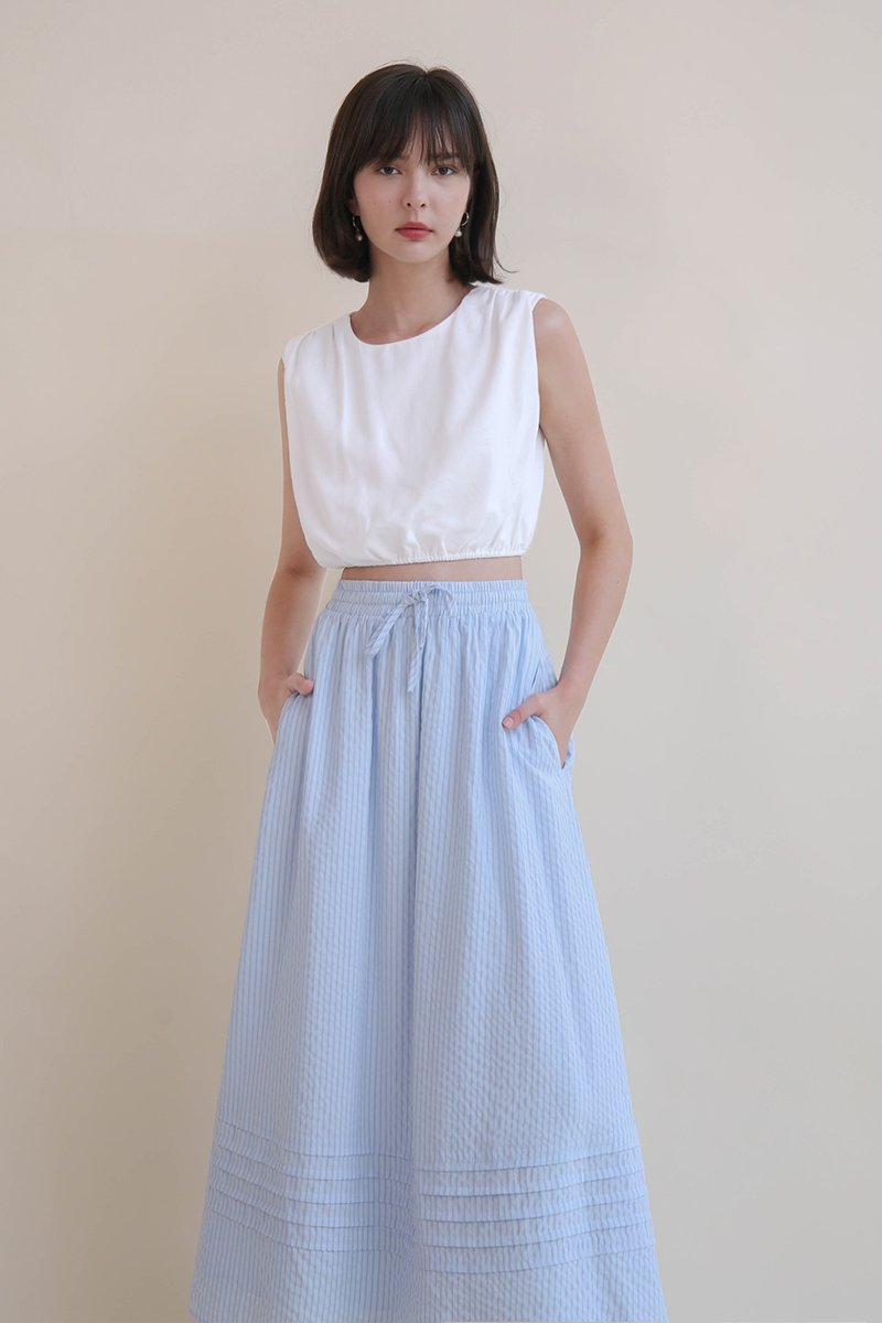 LEINA STRIPED SKIRT BLUE | The Willow Label