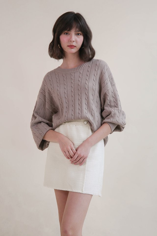 (BACKORDER) BETHANY CABLEKNIT PULLOVER TAUPE 