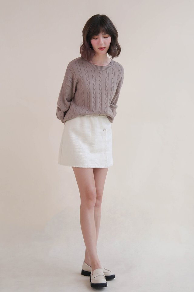 (BACKORDER) BETHANY CABLEKNIT PULLOVER TAUPE 
