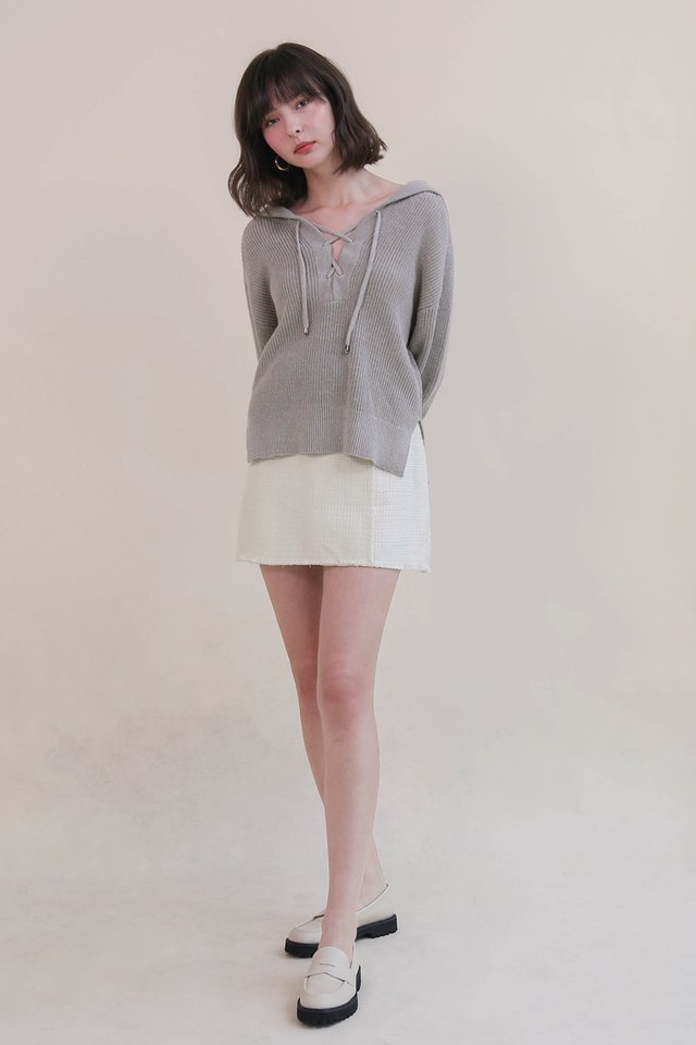 KELLER LACE UP HOODIE HEATHER
