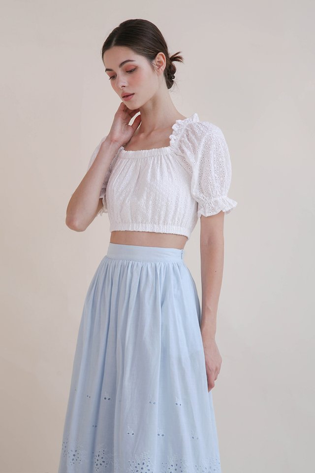 HILARY EYELET CROP TOP WHITE