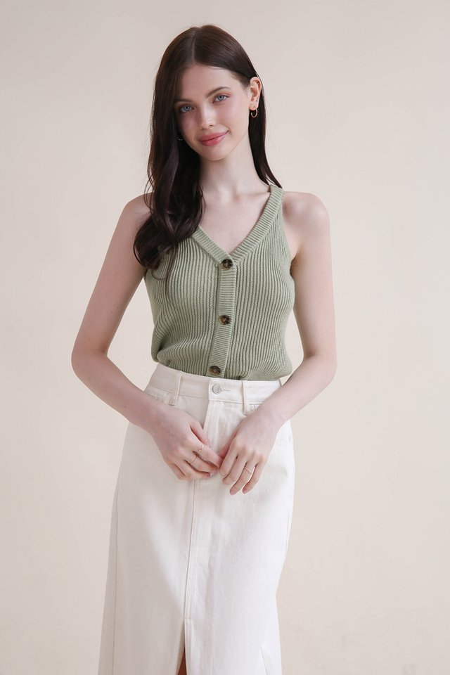ALVINA KNITTED TANK TOP GREEN