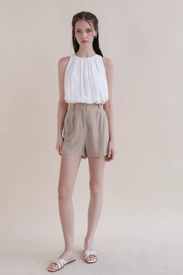 DREW LINEN TOP WHITE