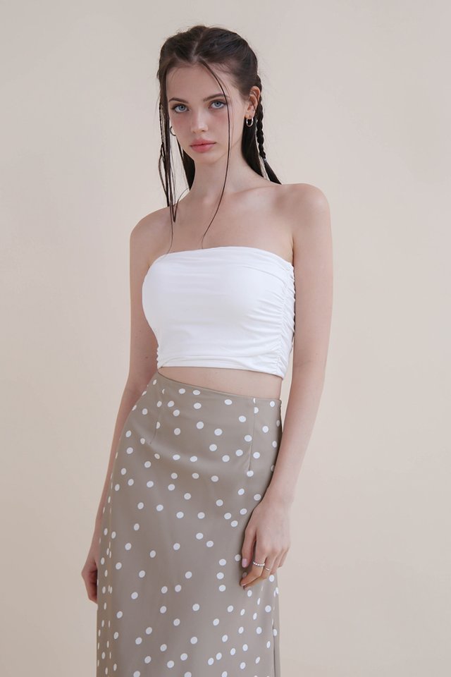 MOON RUCHED TUBE TOP WHITE