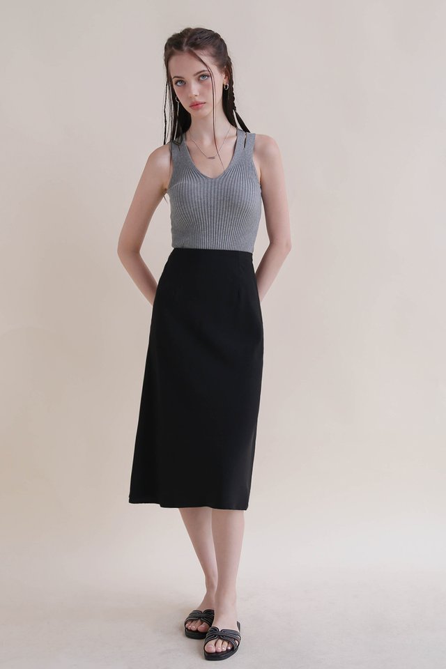 ROMI SOFT SLIP SKIRT BLACK