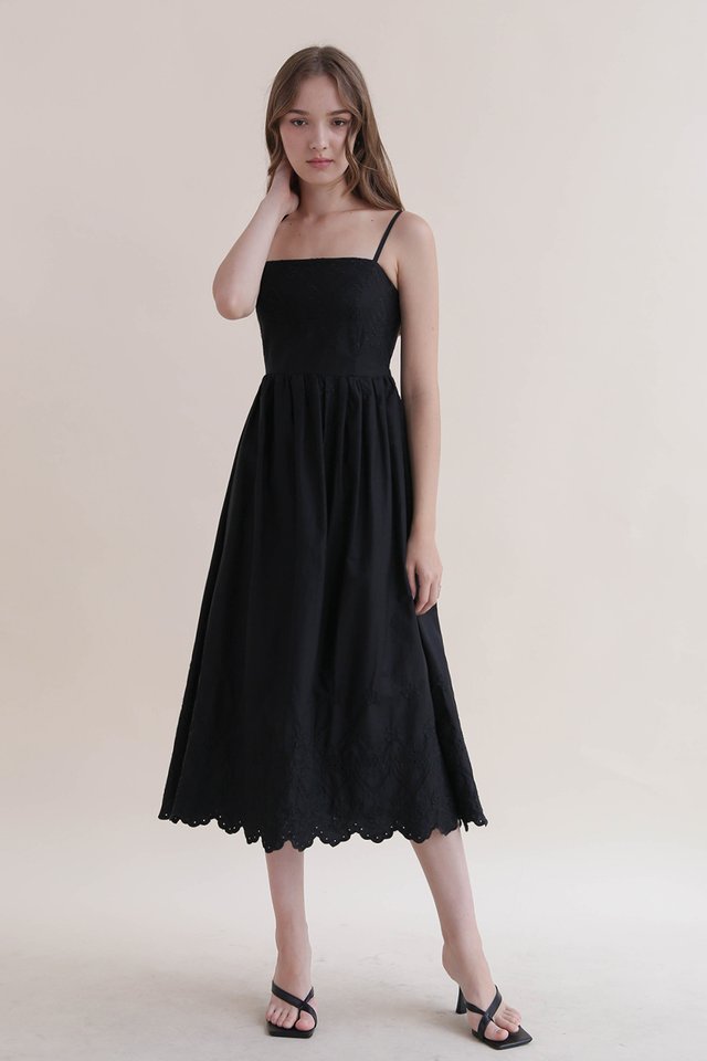 ARABELLE EYELET DRESS BLACK