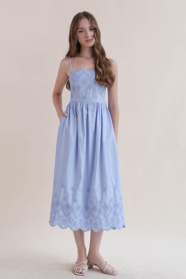 ARABELLE EYELET DRESS BLUEBELL