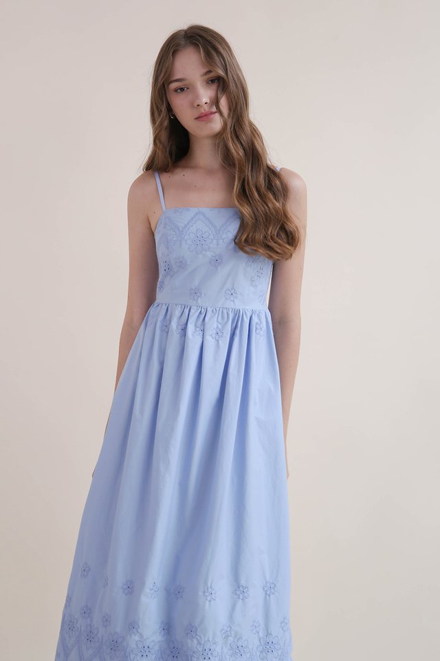 ARABELLE EYELET DRESS BLUEBELL