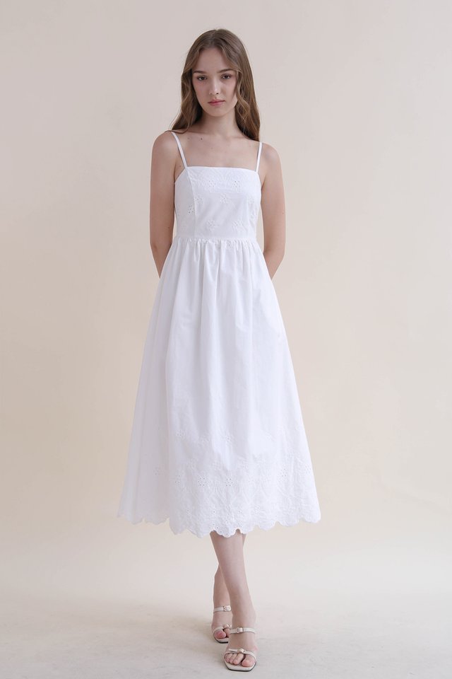 ARABELLE EYELET DRESS WHITE