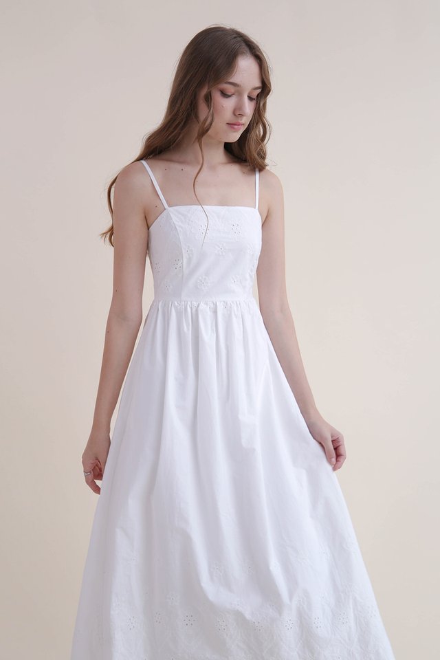 ARABELLE EYELET DRESS WHITE