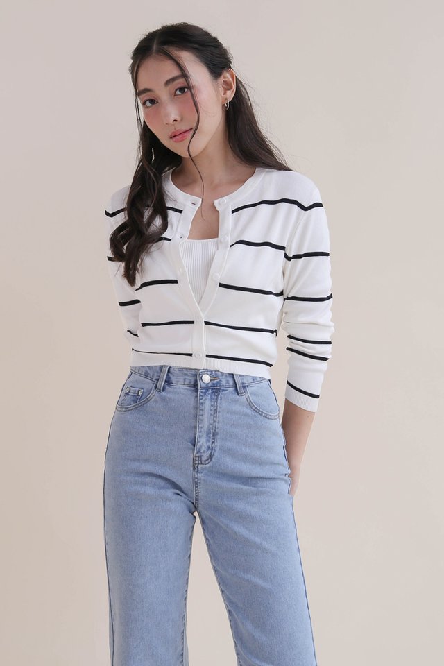 ARISA STRIPED CARDIGAN WHITE