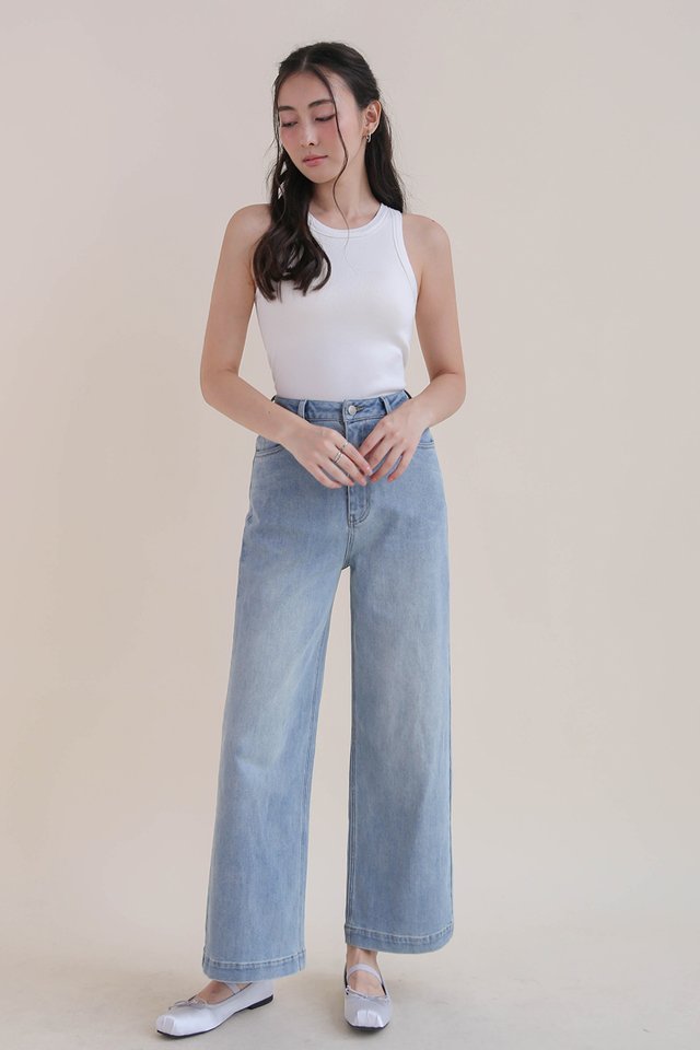 COEN DENIM PALAZZO PANTS MIDWASH