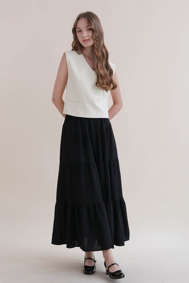 LYNDA TIER MAXI SKIRT BLACK