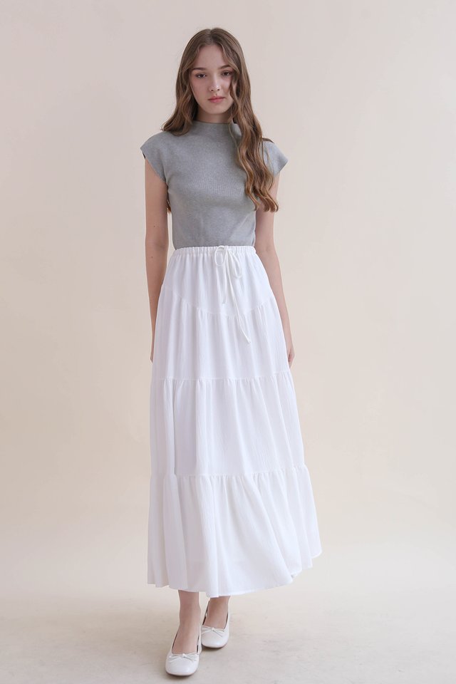 LYNDA TIER MAXI SKIRT WHITE