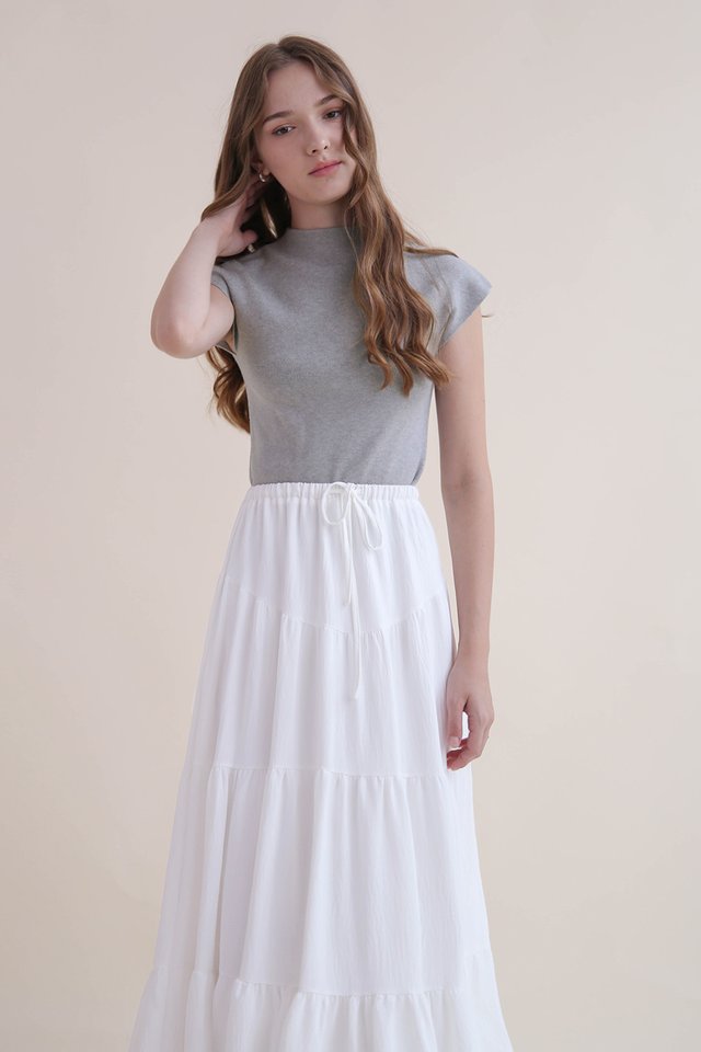 LYNDA TIER MAXI SKIRT WHITE