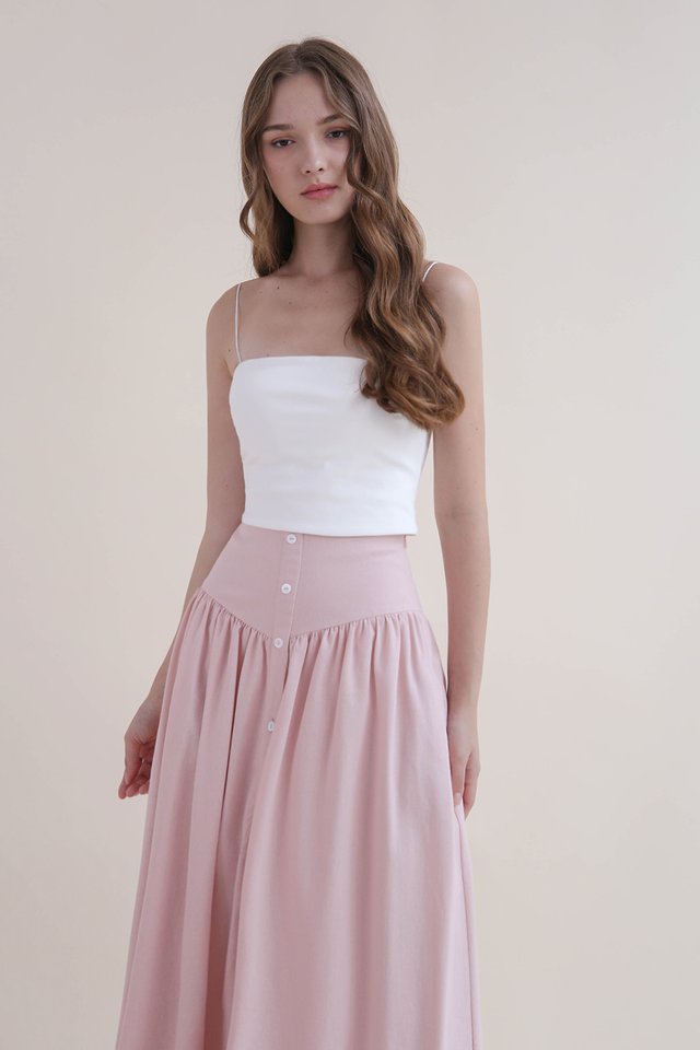 MELANIE BUTTON LINEN SKIRT PINK