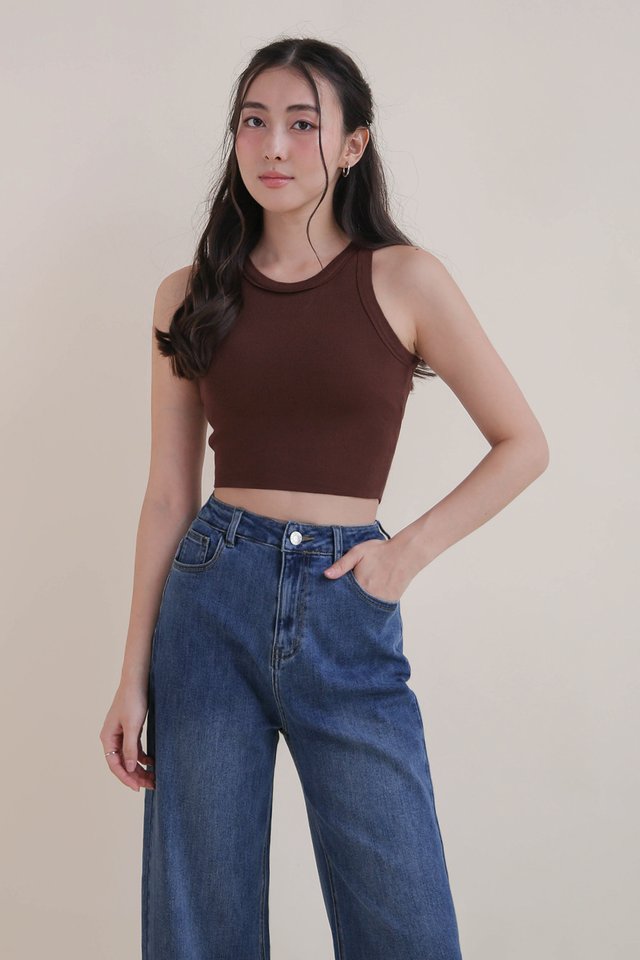 RENE PADDED RACER TOP (CROP) CHOCOLATE