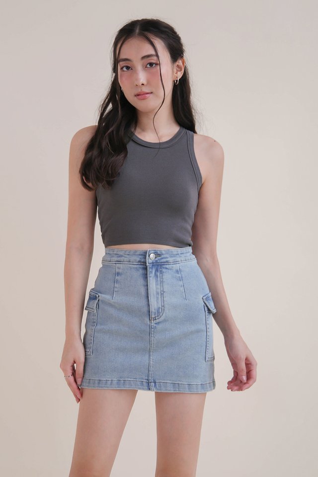 RENE PADDED RACER TOP (CROP) GUNMETAL