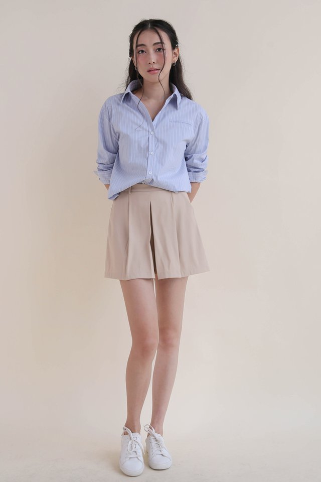 YUJIN BOX PLEAT SHORTS NUDE