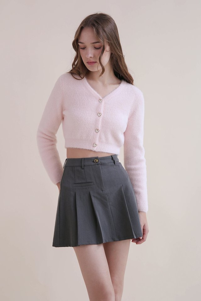 DEBBIE FUZZY CROP CARDIGAN PINK