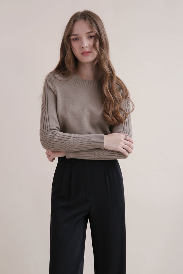 DENISE WEAVE KNIT PULLOVER ETOUPE