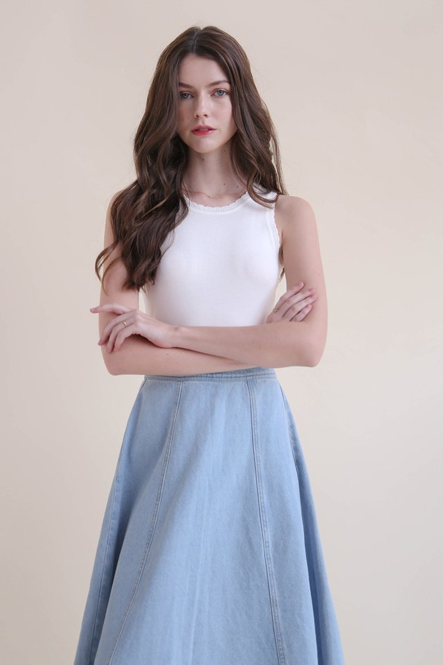 ENID DENIM FLARE SKIRT LIGHT WASH