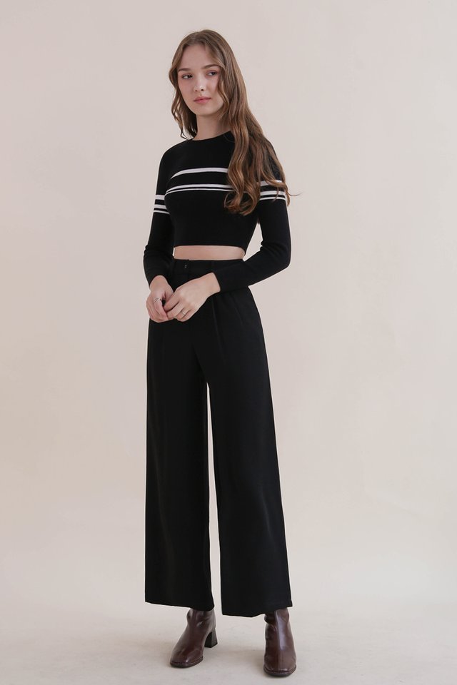 LEIGHTON WIDE LEG PANTS BLACK