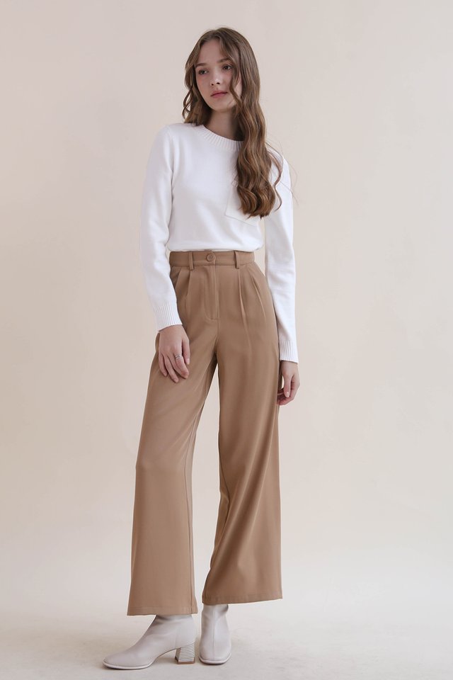 LEIGHTON WIDE LEG PANTS CAMEL