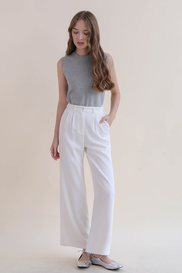 LEIGHTON WIDE LEG PANTS WHITE