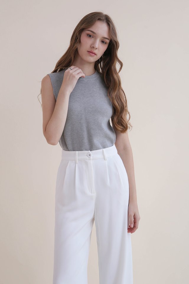 NALIA SIDE SPLIT KNIT TOP HEATHER