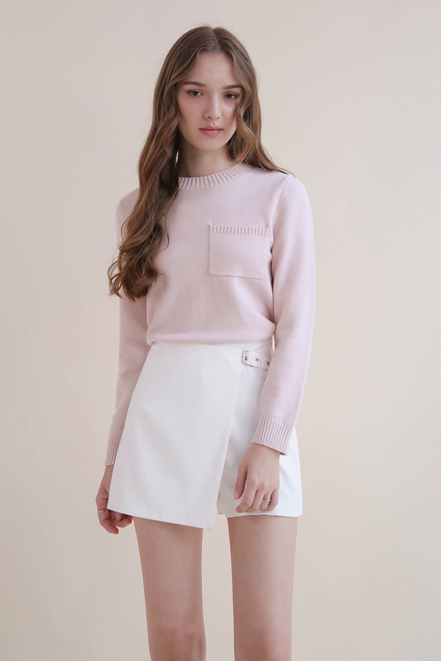 SHARLENE POCKET KNIT PULLOVER PINK