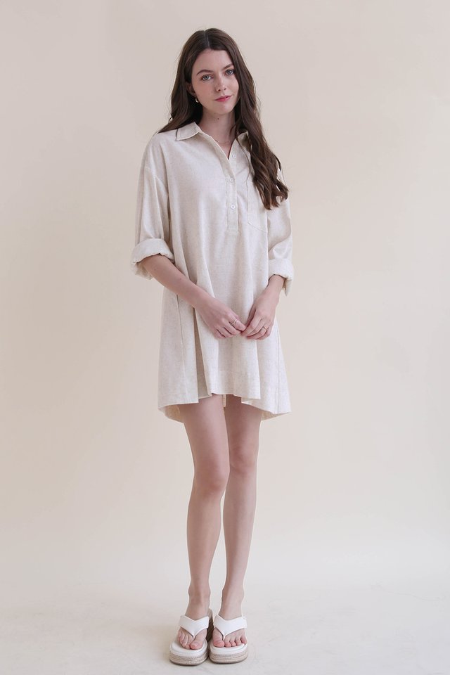 AYLA LINEN SHIRT DRESS SAND