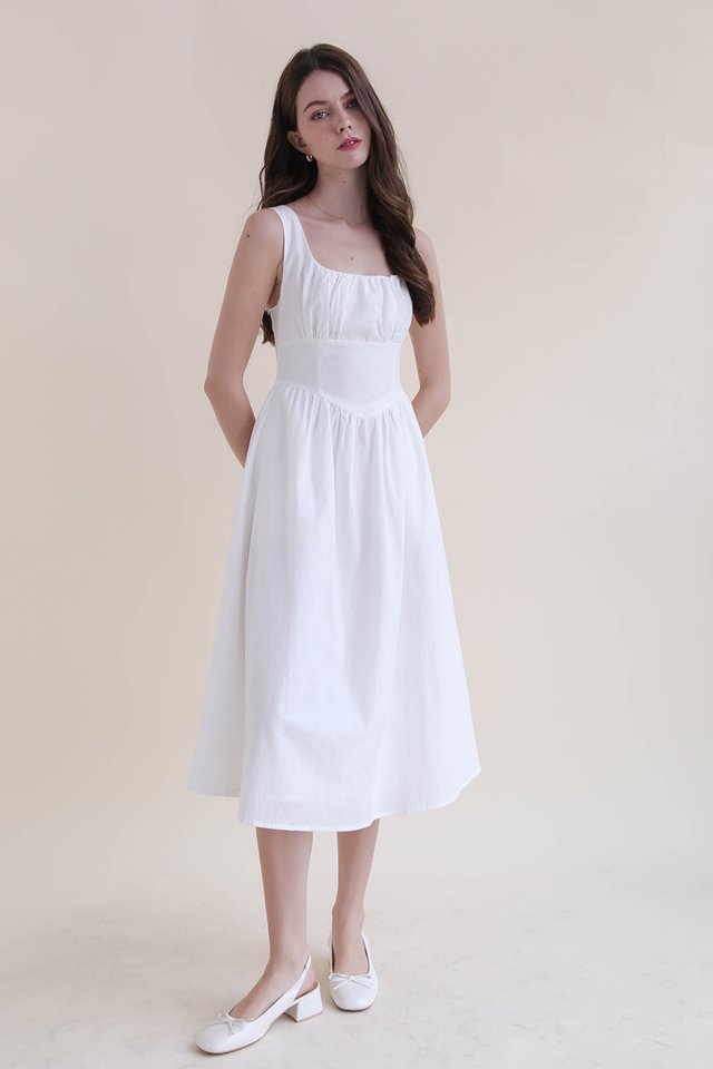 BAMBI LINEN CORSET DRESS WHITE