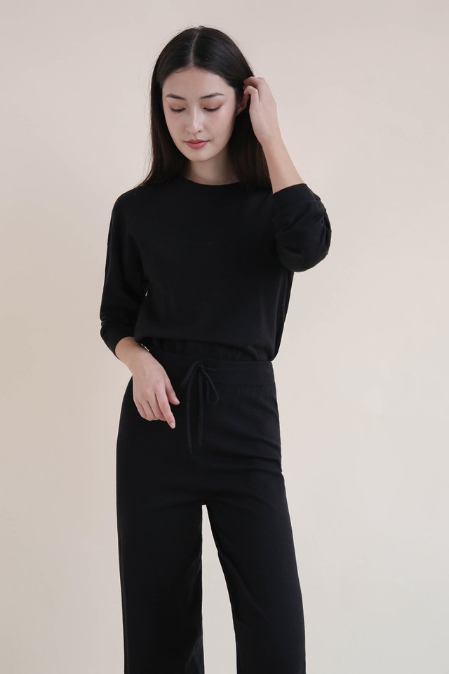 ELMIRA KNIT PANTS BLACK