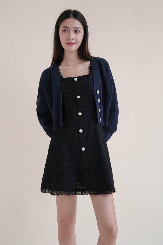 HOLLY KNIT CHUNKY CROP CARDIGAN NAVY