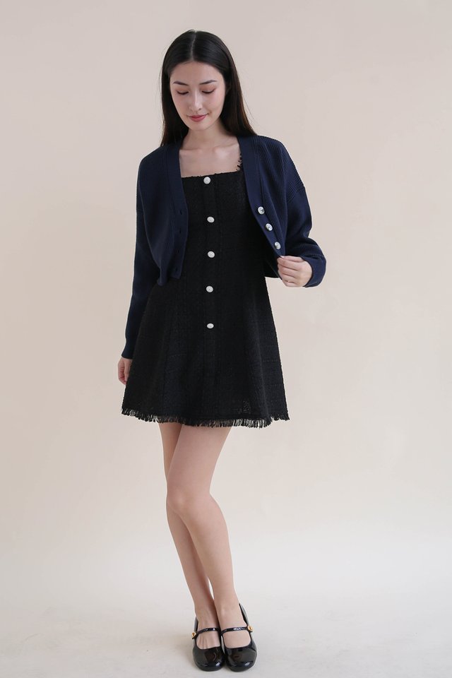 HOLLY KNIT CHUNKY CROP CARDIGAN NAVY