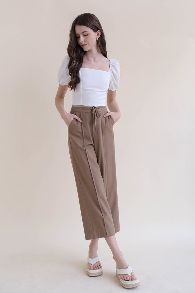 KAIRI DRAWSTRING LINEN CULOTTES TAUPE