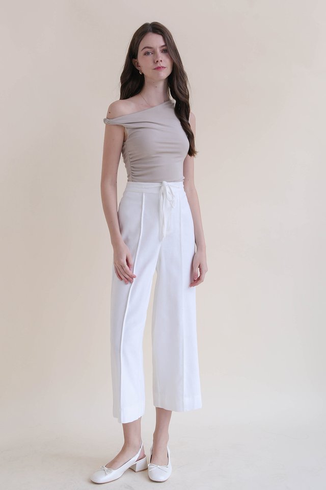 KAIRI DRAWSTRING LINEN CULOTTES WHITE